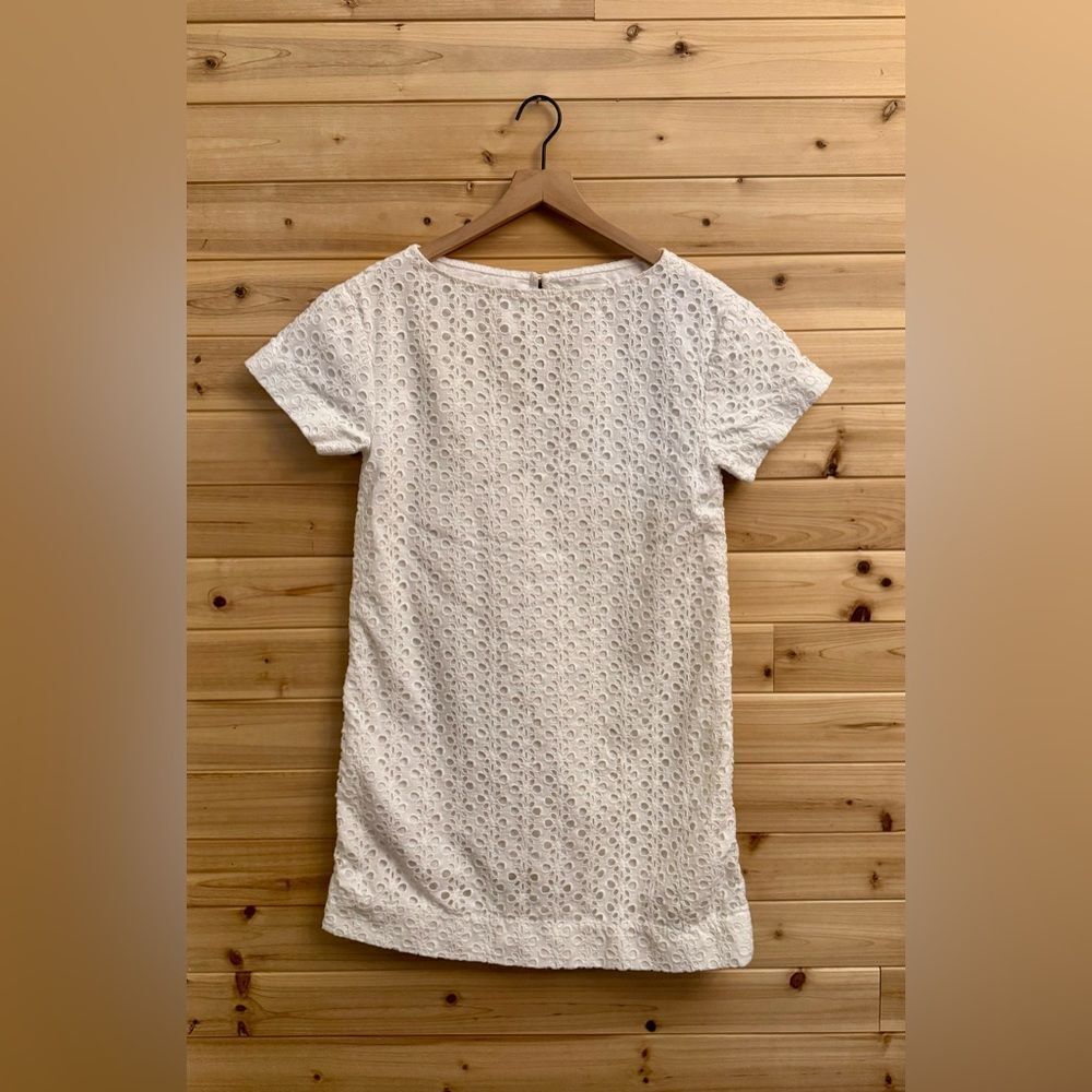 Kate Spade Size 4 Bright White Havana Eyelet Short Sleeve Shift Dress